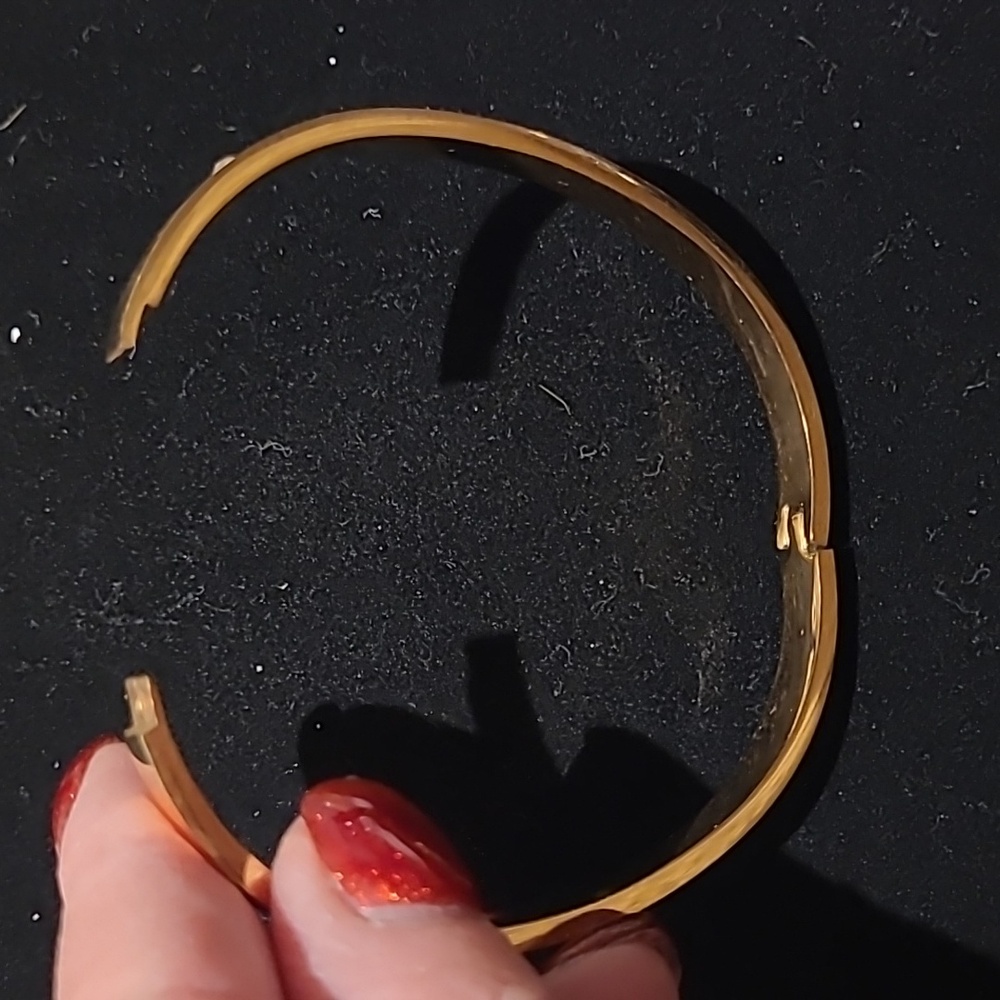 Gold Bangle with Rhinestones - Picture 4 of 5